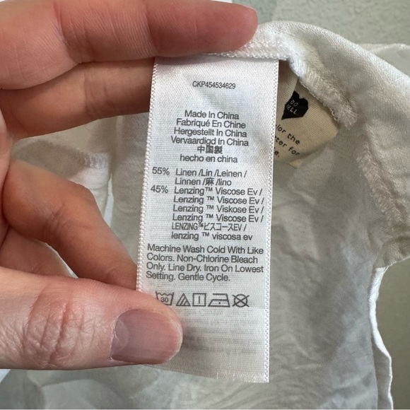 Madewell XS Linen-Blend Hayden Popover Top in White Coastal Boho Lagenlook Beach - Picture 5 of 10